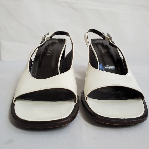 Gucci Winter White Sling Back Heels Sandals - Picture 14 of 16